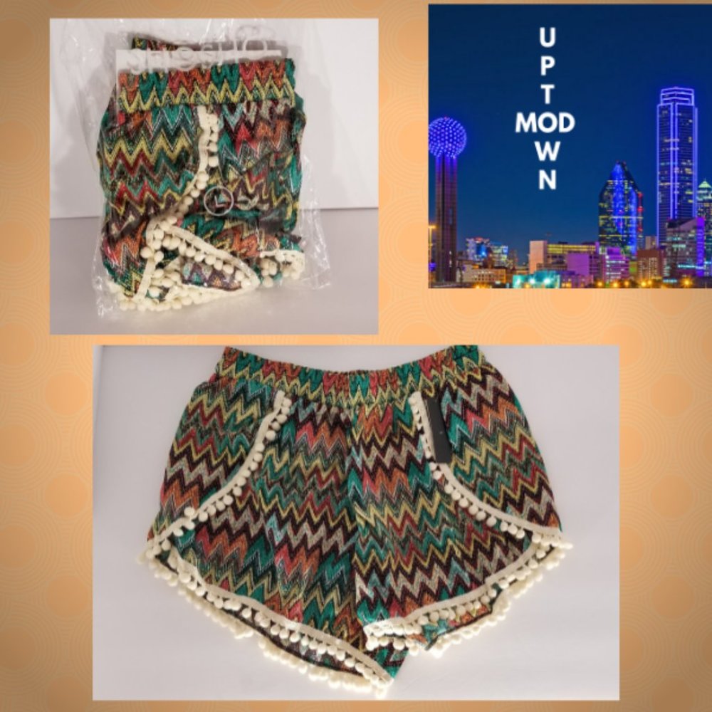 Women's Chevron Pom=Pom Lounge Shorts